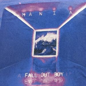 Fall Out Boy Vintage 2017-18 MANIA Concert Merch Blue Tee Shirt  Medium